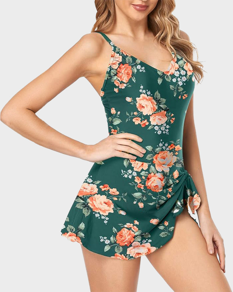 Traje de baño de una pieza para mujer con control de abdomen, ajuste slim y talla grande