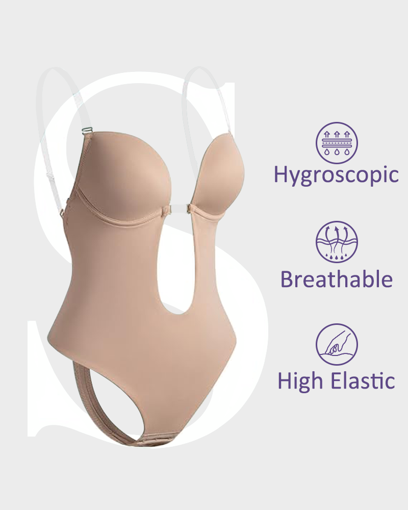Body de tanga sin tirantes con escote en U