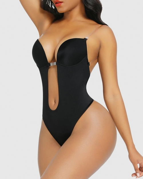 Body de tanga sin tirantes con escote en U