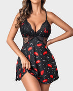 Vestido de dormir con abertura y encaje Babydoll Teddy Lencería