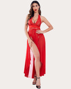Vestido de malla de encaje con escote en V profundo