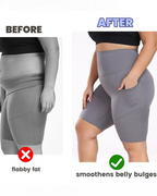 Shorts deportivos de yoga para mujer, control de abdomen, cintura alta, casuales, con banda elástica y bolsillos, talla grande