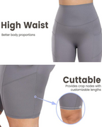Shorts deportivos de yoga para mujer, control de abdomen, cintura alta, casuales, con banda elástica y bolsillos, talla grande