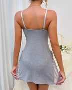 Camisón de tirantes de modal con encaje sexy y abertura lateral para mujer