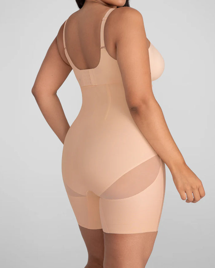 Shorts transpirables moldeadores de abdomen con malla de doble capa y cintura alta