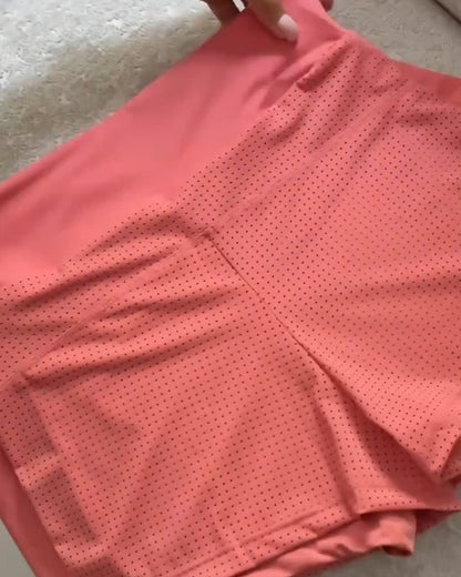 Shorts deportivos de yoga y fitness de verano, cintura alta, con aberturas laterales y bolsillos, transpirables y elásticos