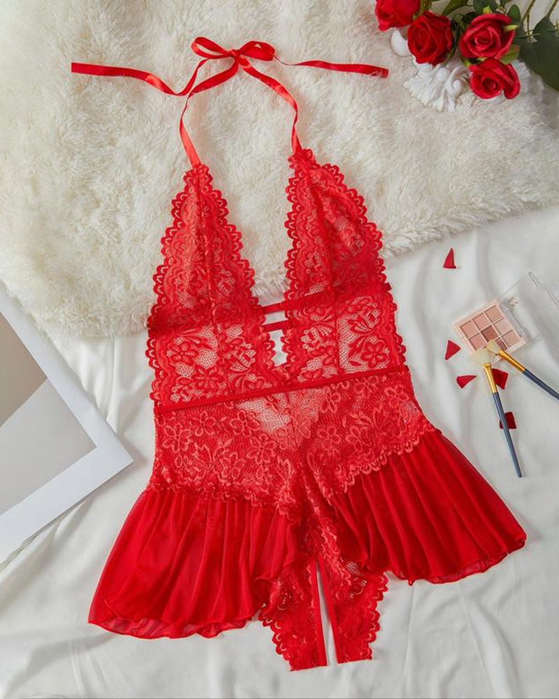 Pijama de Encaje & Malla Satin Romance