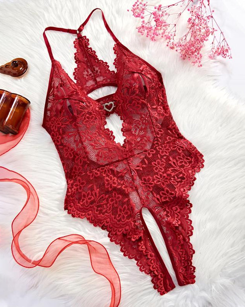 Pijama body de encaje sexy para mujer