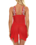 Conjunto de camisón y tanga con tirantes, botones frontales, malla translúcida y encaje sexy con escote en V profundo