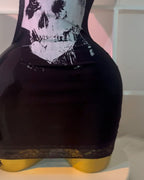 Vestido Sexy de Tirantes con Encaje Calavera Negra