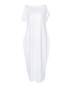 Vestido Casual Cómodo de Manga Corta de Color Sólido para Mujer