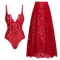 Traje de baño de una pieza Flower Hollow y falda