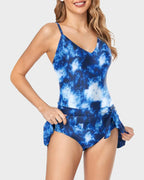 Traje de baño de una pieza para mujer con control de abdomen, ajuste slim y talla grande