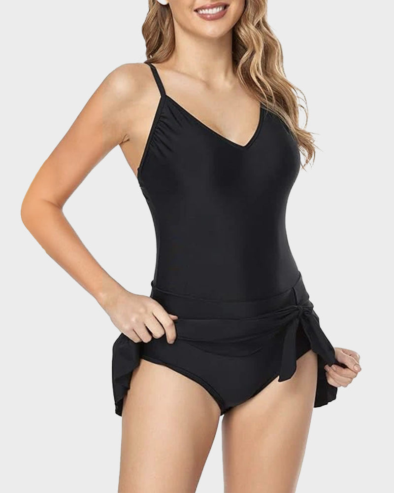Traje de baño de una pieza para mujer con control de abdomen, ajuste slim y talla grande