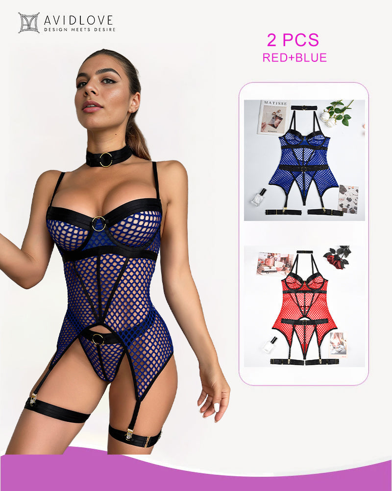 Corsé Bustier de Malla de Red de Pesca Lencería