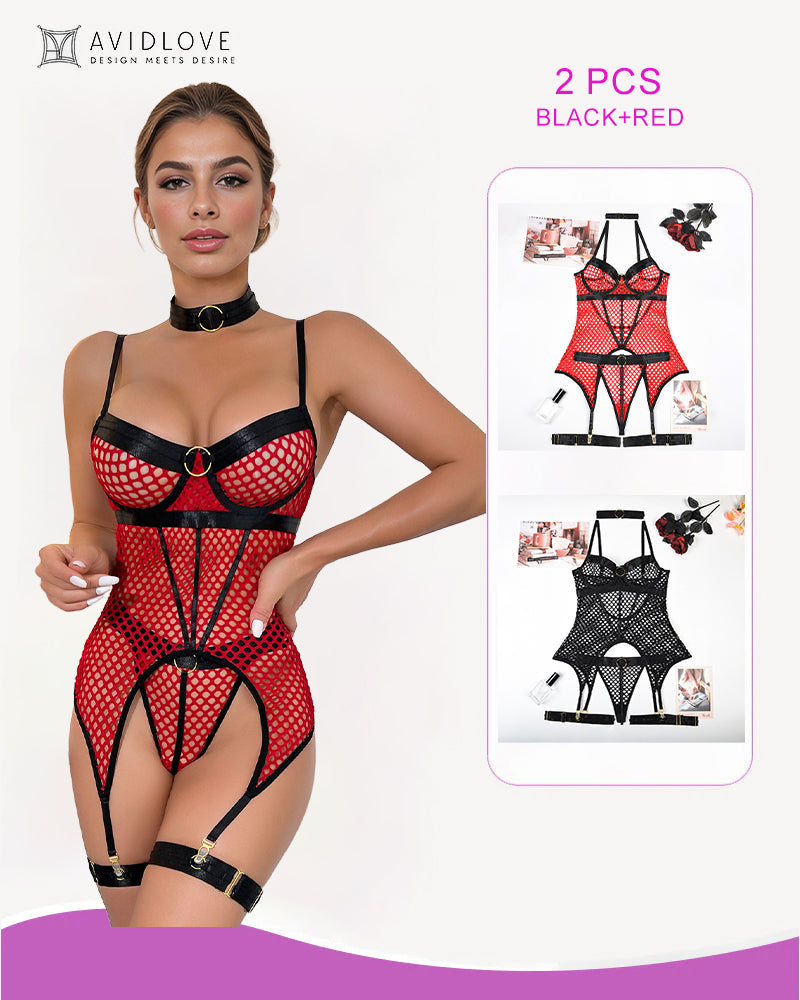 Corsé Bustier de Malla de Red de Pesca Lencería