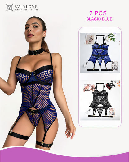 Corsé Bustier de Malla de Red de Pesca Lencería