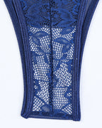 Body de encaje floral transparente con lazos laterales cruzados
