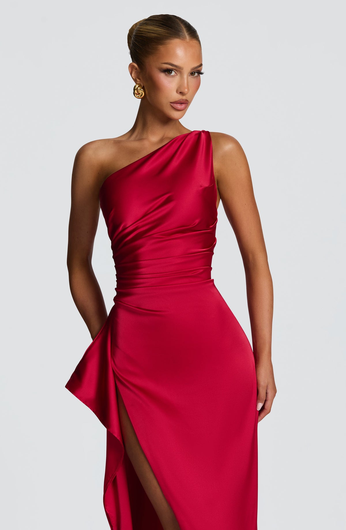 Vestido Ariel Drapeado Rojo
