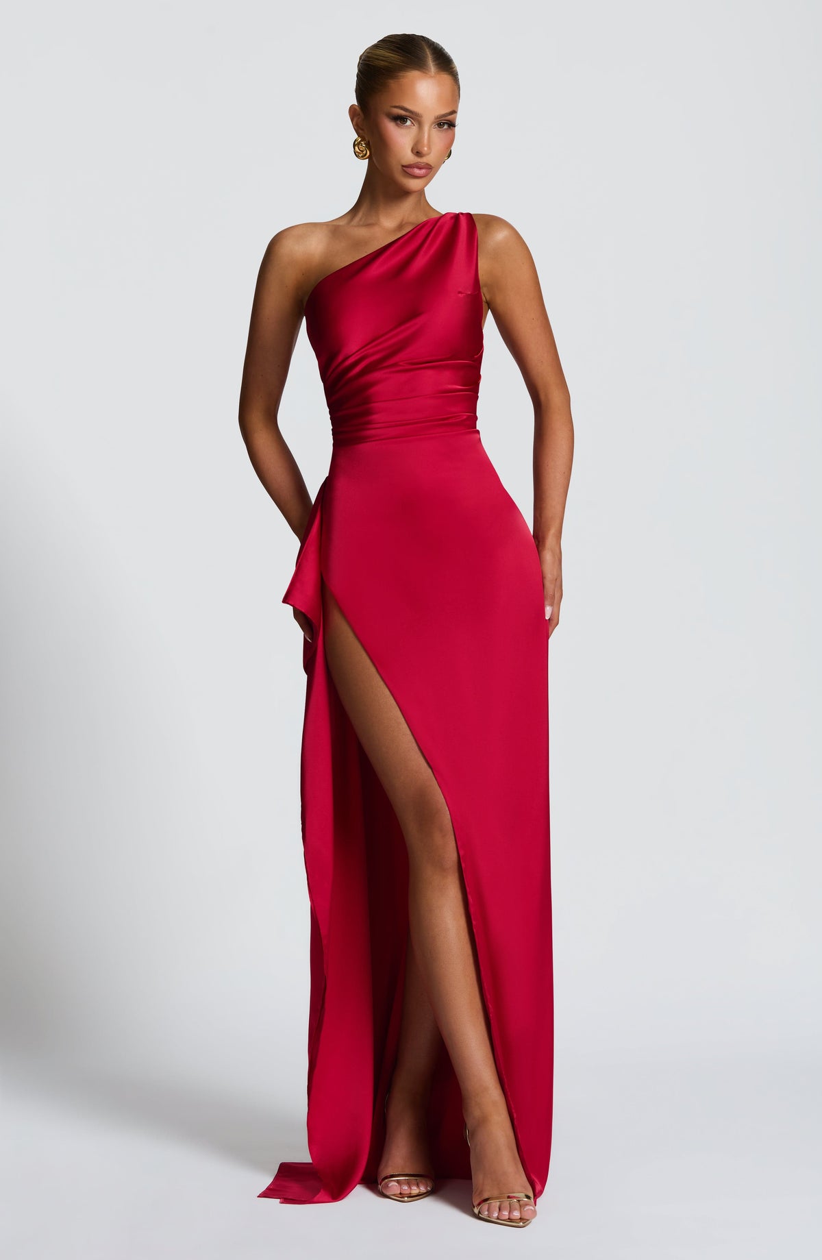 Vestido Ariel Drapeado Rojo