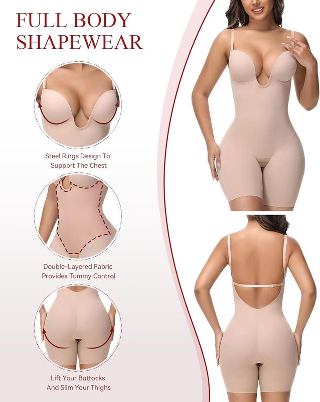 Ropa moldeadora sin espalda, sin tirantes, con escote profundo