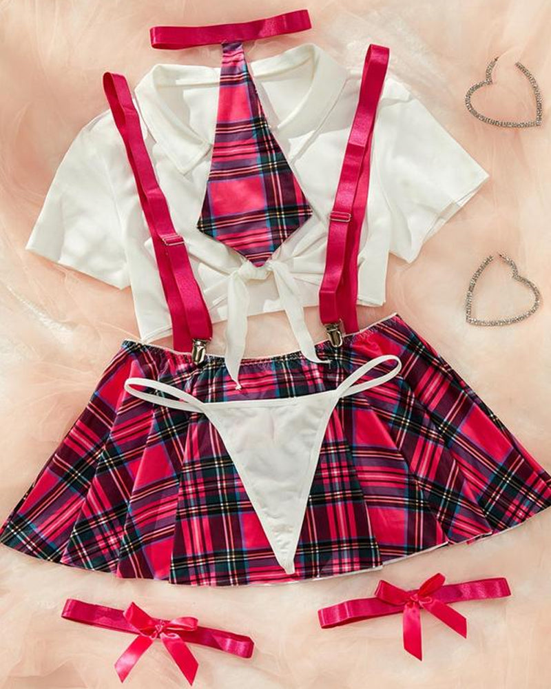 Conjunto de Lencería de 4 Piezas para Juego de Rol de Escolta Sexy y Divertida