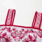 Sling Lily y Majolica Serie Patrón Impreso Traje de Baño de Una Pieza y Falda o Pantalones