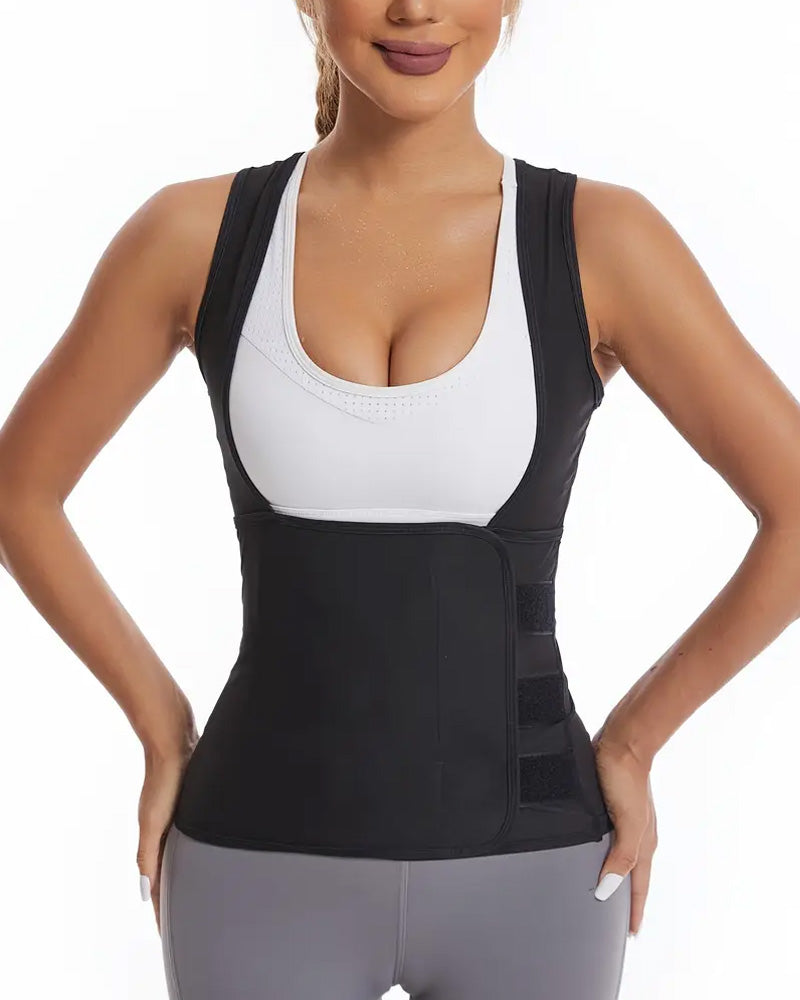 Chaleco de fitness con cintura alta que moldea el abdomen y absorbe el sudor