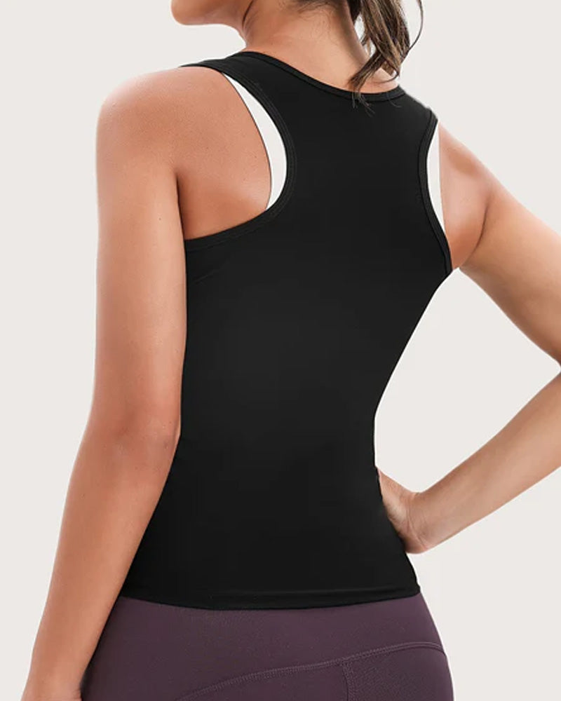Chaleco de fitness con cintura alta que moldea el abdomen y absorbe el sudor