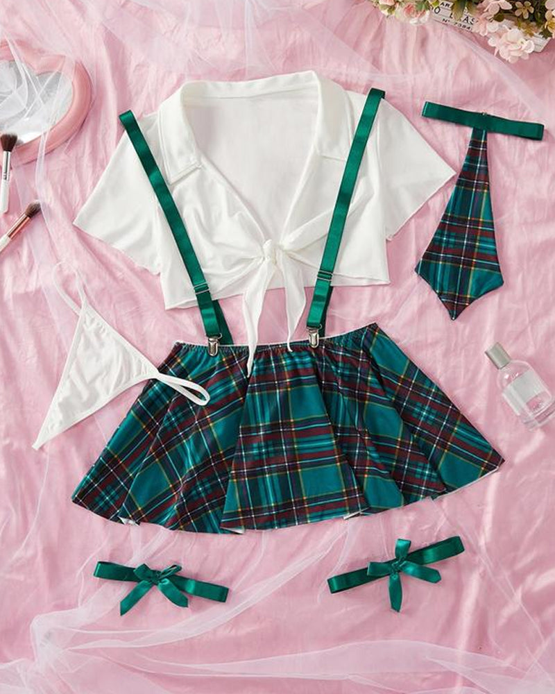 Conjunto de Lencería de 4 Piezas para Juego de Rol de Escolta Sexy y Divertida