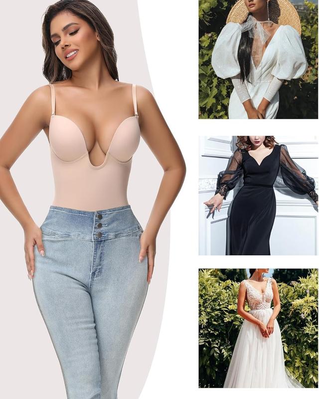 Ropa moldeadora sin espalda, sin tirantes, con escote profundo
