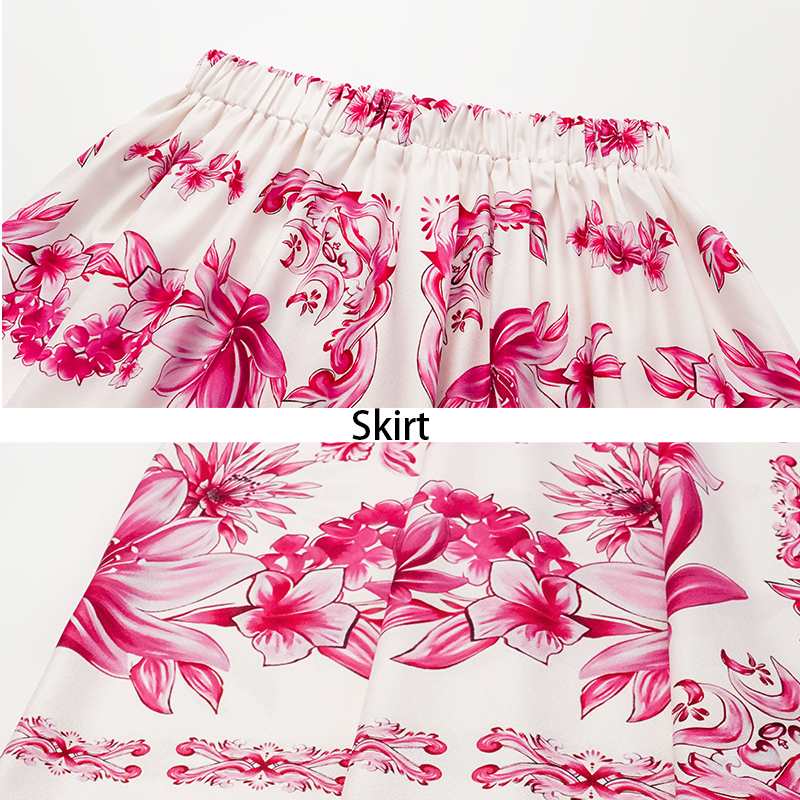 Sling Lily y Majolica Serie Patrón Impreso Traje de Baño de Una Pieza y Falda o Pantalones