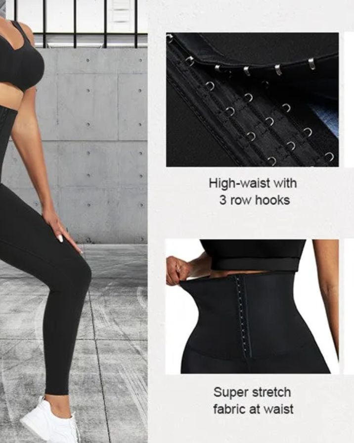 Leggings con control de abdomen de neopreno azul