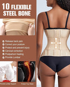 Entrenador de cintura con soporte para el busto, faja moldeadora, body con huesos de acero y abdomen plano