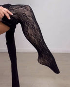 Leggings Cálidos de Terciopelo con Patrón de Encaje Plus