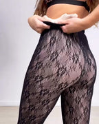 Leggings Cálidos de Terciopelo con Patrón de Encaje Plus